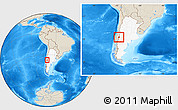 Shaded Relief Location Map of Minas, highlighted country, within the entire country