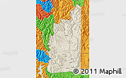 Shaded Relief Map of Minas, political outside
