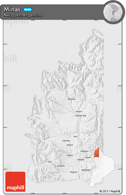 Silver Style Map of Minas, single color outside