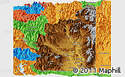 Physical Panoramic Map of Minas, political outside