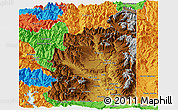 Physical Panoramic Map of Minas, political outside