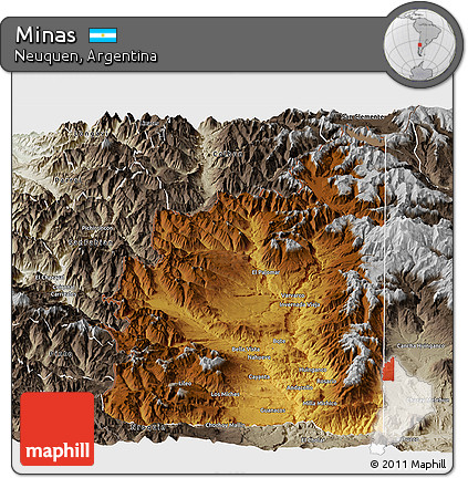 Physical Panoramic Map of Minas, semi-desaturated