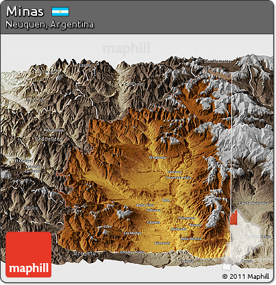Physical Panoramic Map of Minas, semi-desaturated