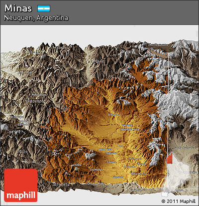 Physical Panoramic Map of Minas, semi-desaturated