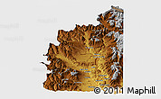 Physical Panoramic Map of Minas, single color outside