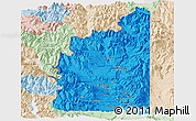 Political Panoramic Map of Minas, lighten
