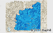 Political Panoramic Map of Minas, shaded relief outside