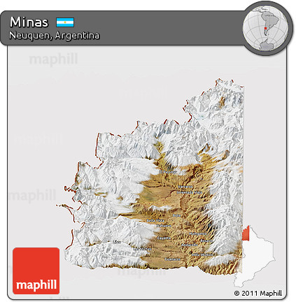 Satellite Panoramic Map of Minas, cropped outside