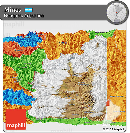 Satellite Panoramic Map of Minas, political outside