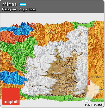 Satellite Panoramic Map of Minas, political outside