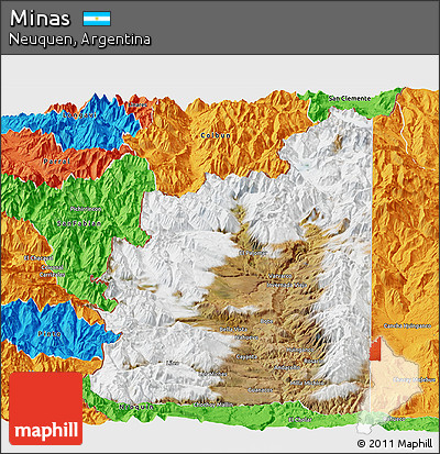 Satellite Panoramic Map of Minas, political outside
