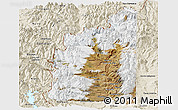 Satellite Panoramic Map of Minas, shaded relief outside