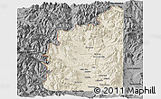 Shaded Relief Panoramic Map of Minas, darken, desaturated