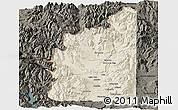 Shaded Relief Panoramic Map of Minas, darken
