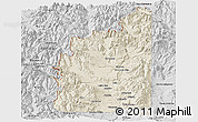 Shaded Relief Panoramic Map of Minas, desaturated