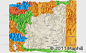 Shaded Relief Panoramic Map of Minas, political outside