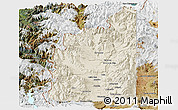 Shaded Relief Panoramic Map of Minas, satellite outside
