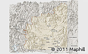 Shaded Relief Panoramic Map of Minas, semi-desaturated