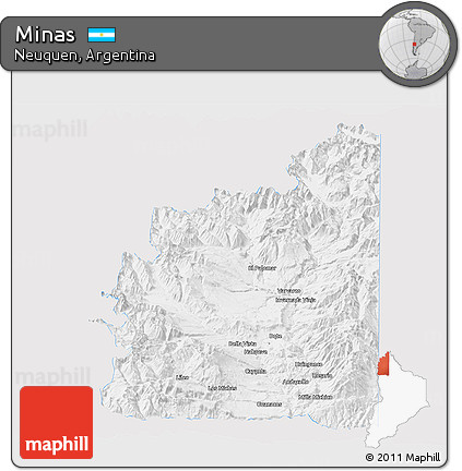 Silver Style Panoramic Map of Minas, single color outside