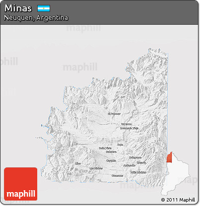 Silver Style Panoramic Map of Minas, single color outside