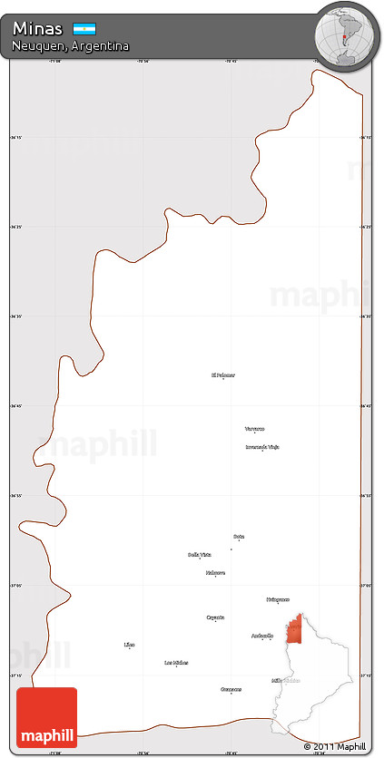 Classic Style Simple Map of Minas, cropped outside