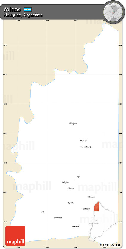 Classic Style Simple Map of Minas, single color outside