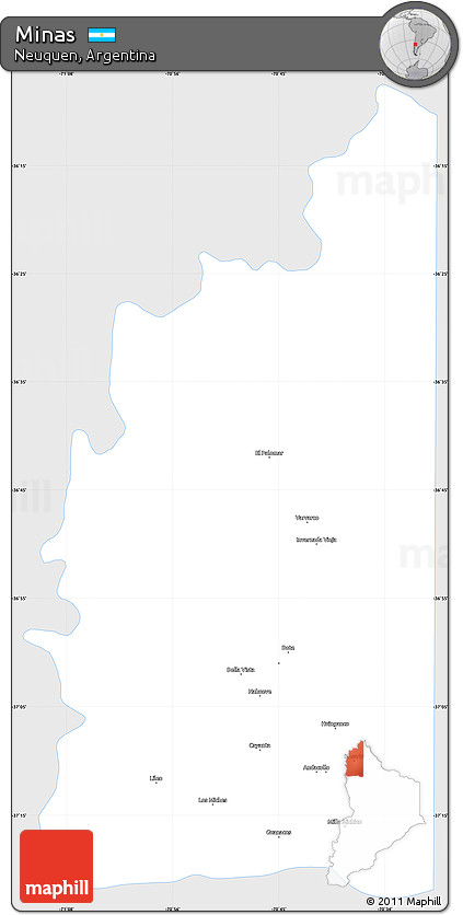 Silver Style Simple Map of Minas, single color outside