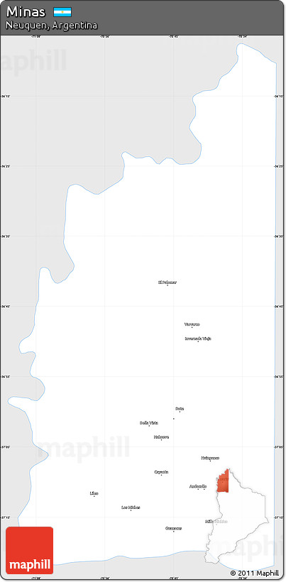 Silver Style Simple Map of Minas, single color outside