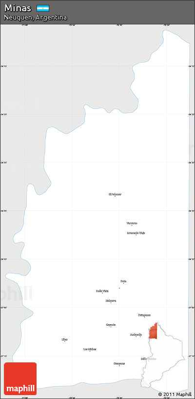 Silver Style Simple Map of Minas, single color outside