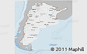 Gray Panoramic Map of Argentina, single color outside