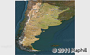 Satellite Panoramic Map of Argentina, darken