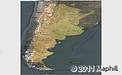 Satellite Panoramic Map of Argentina, darken, semi-desaturated