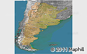 Satellite Panoramic Map of Argentina, desaturated, land only