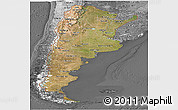 Satellite Panoramic Map of Argentina, desaturated