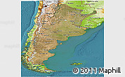 Satellite Panoramic Map of Argentina, physical outside, satellite sea