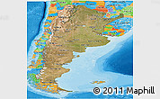 Satellite Panoramic Map of Argentina, political outside