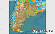 Satellite Panoramic Map of Argentina, political outside, satellite sea