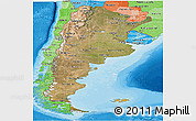 Satellite Panoramic Map of Argentina, political shades outside