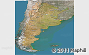 Satellite Panoramic Map of Argentina, semi-desaturated, land only