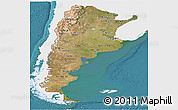 Satellite Panoramic Map of Argentina, single color outside