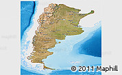 Satellite Panoramic Map of Argentina, single color outside, shaded relief sea