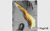 Physical 3D Map of Valle Fertil, darken, desaturated