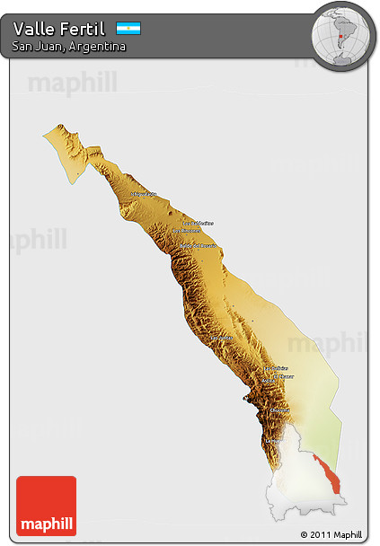 Physical 3D Map of Valle Fertil, single color outside
