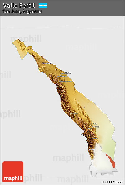 Physical 3D Map of Valle Fertil, single color outside