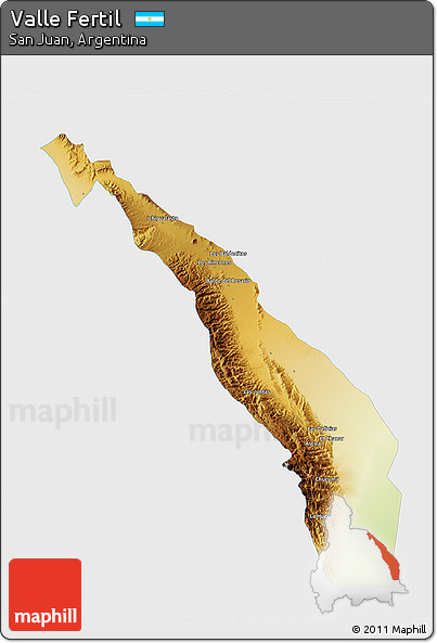 Physical 3D Map of Valle Fertil, single color outside