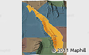Political 3D Map of Valle Fertil, darken, semi-desaturated