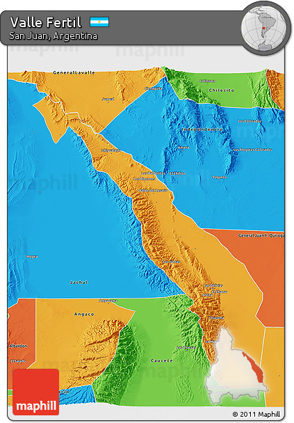 Political 3D Map of Valle Fertil