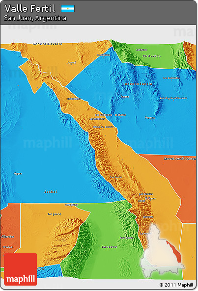 Political 3D Map of Valle Fertil