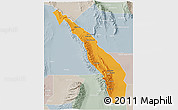 Political 3D Map of Valle Fertil, lighten, semi-desaturated