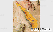 Political 3D Map of Valle Fertil, satellite outside